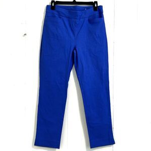 Chico's Crop Ponte Pants Size 6 Pull On Dodger Blue Stretch With Pockets